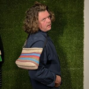 Striped Woven Crossbody Bag Purse